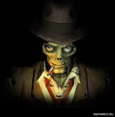 Картинка 394x401 | Аватар из игры Stubbs the Zombie с зомби в шляпе | Игры,   картинка на аву