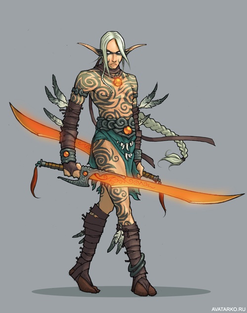 Картинка 500x632 | Аватар с юнитом игры Heroes 5, картинка с танцующим с клинками эльфом | Игры, Фантастика, Эльфы,   картинка на аву