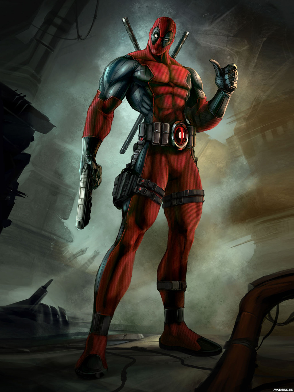 Картинка 1024x1366 | Deadpool с вопросительным видом указывает большим пальцем на себя | Deadpool, картинка на аву