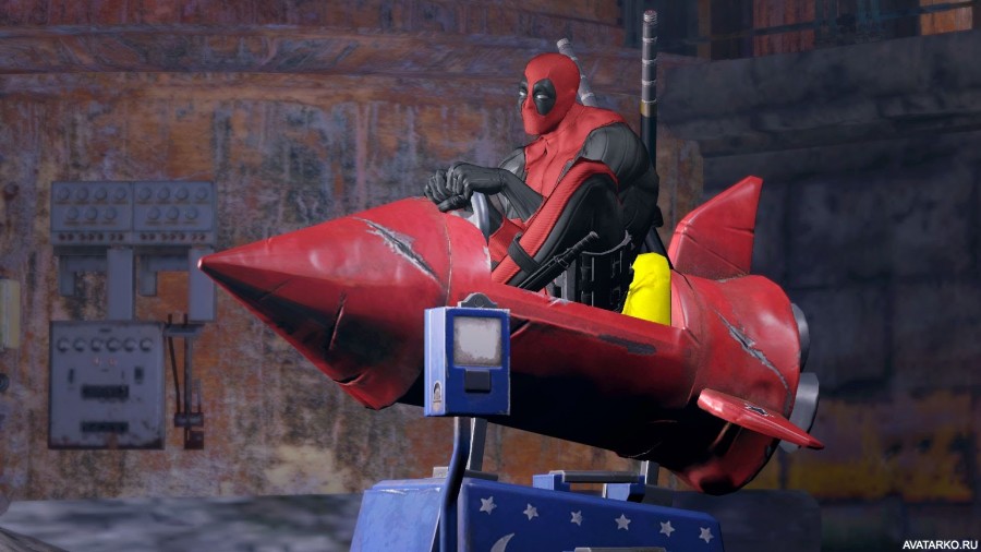 Картинка 900x507 | Deadpool сидит в игрушечной ракете | Deadpool, Deadpool в ракете, картинка на аву