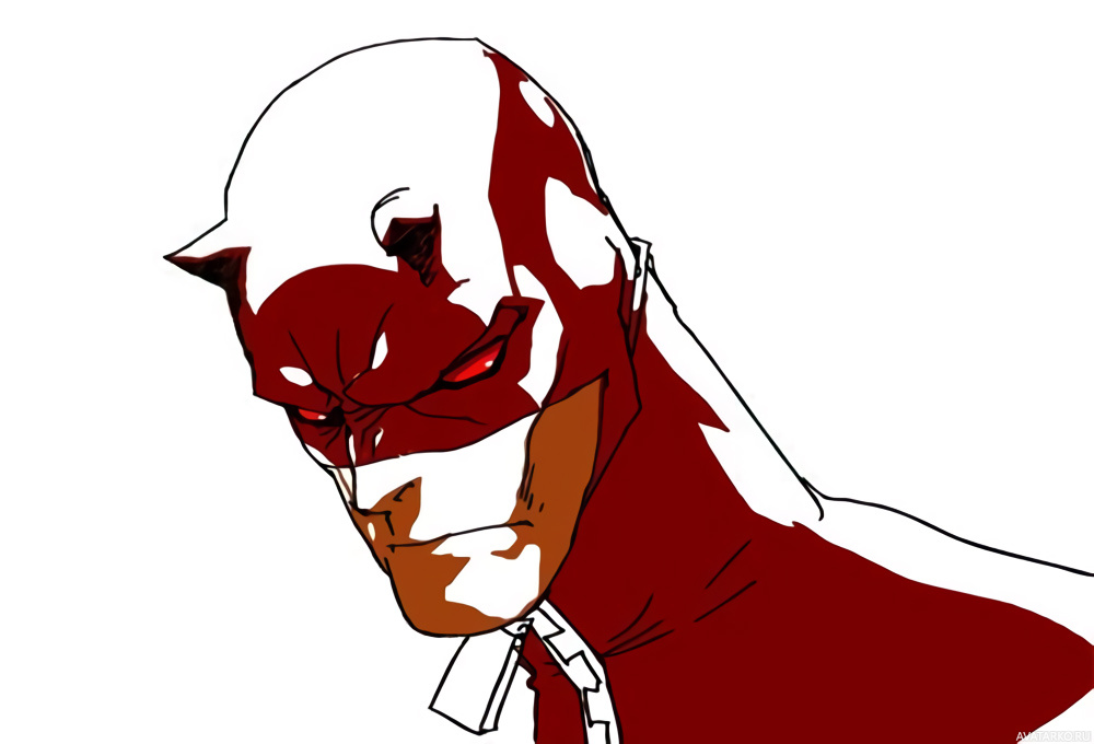 Картинка 1000x680 | Портрет марвеловского персонажа Сорвиголова на белом фоне | Daredevil,   картинка на аву