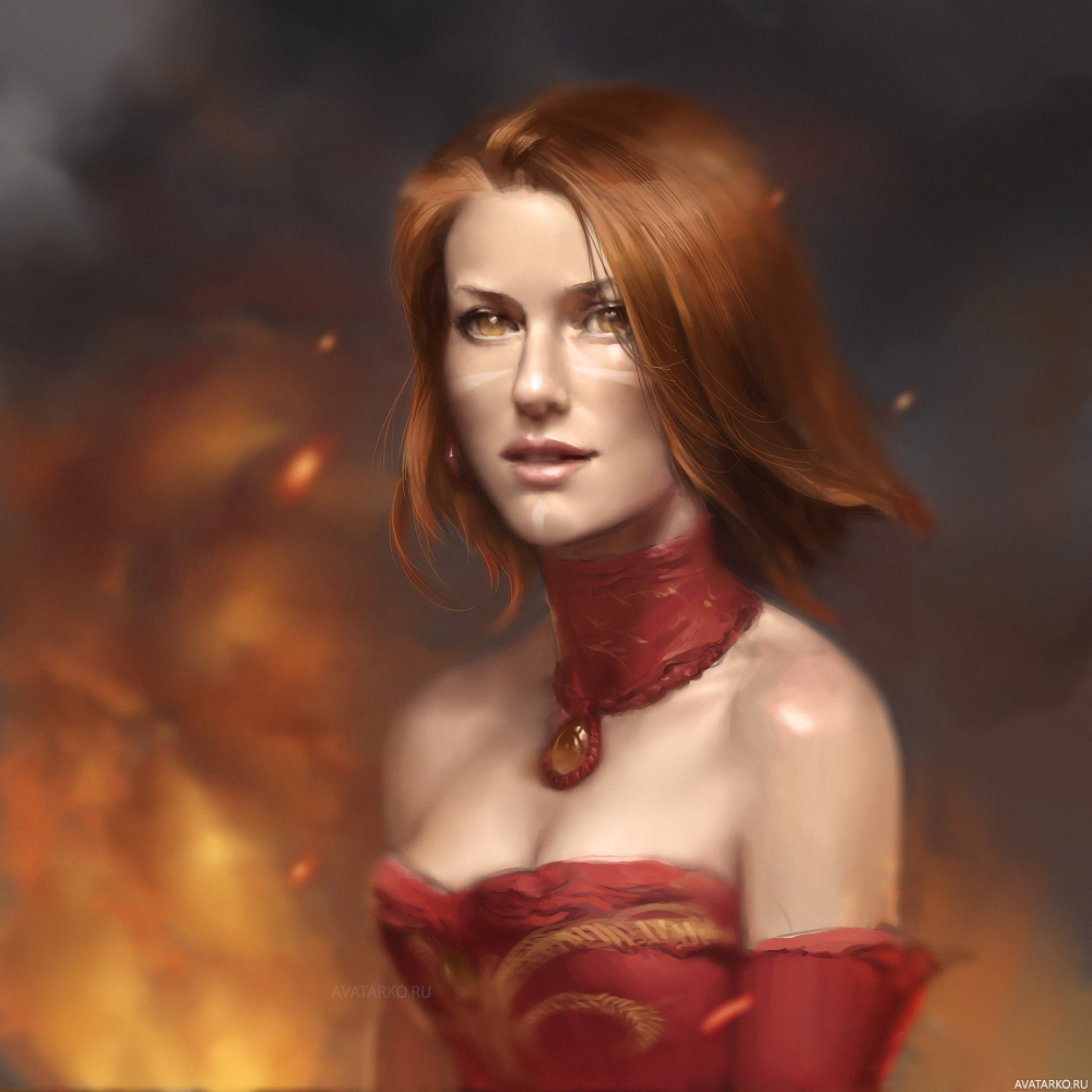 Картинка 1000x1000 | Портрет Лины из Доты 2 с белыми полосками на лице | Игры, Dota 2, Lina, картинка на аву