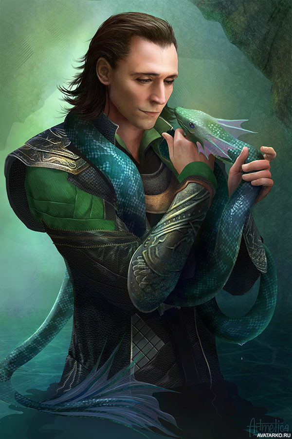 Картинка 600x900 | Локи с фантастичной змеёй на плечах | Фильмы, Локи,   картинка на аву