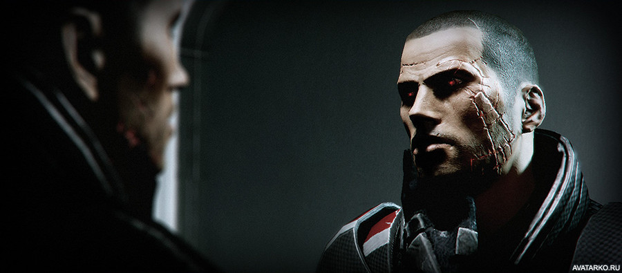 Картинка 900x395 | Картинка с Шепардом с плохой кармой из Mass Effect 2 | Игры, Mass Effect,   картинка на аву