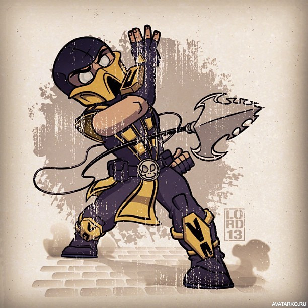 Картинка 612x612 | Нарисованный Скорпион из игры Mortal Kombat в полный рост | Игры, Mortal Kombat, Scorpion, картинка на аву
