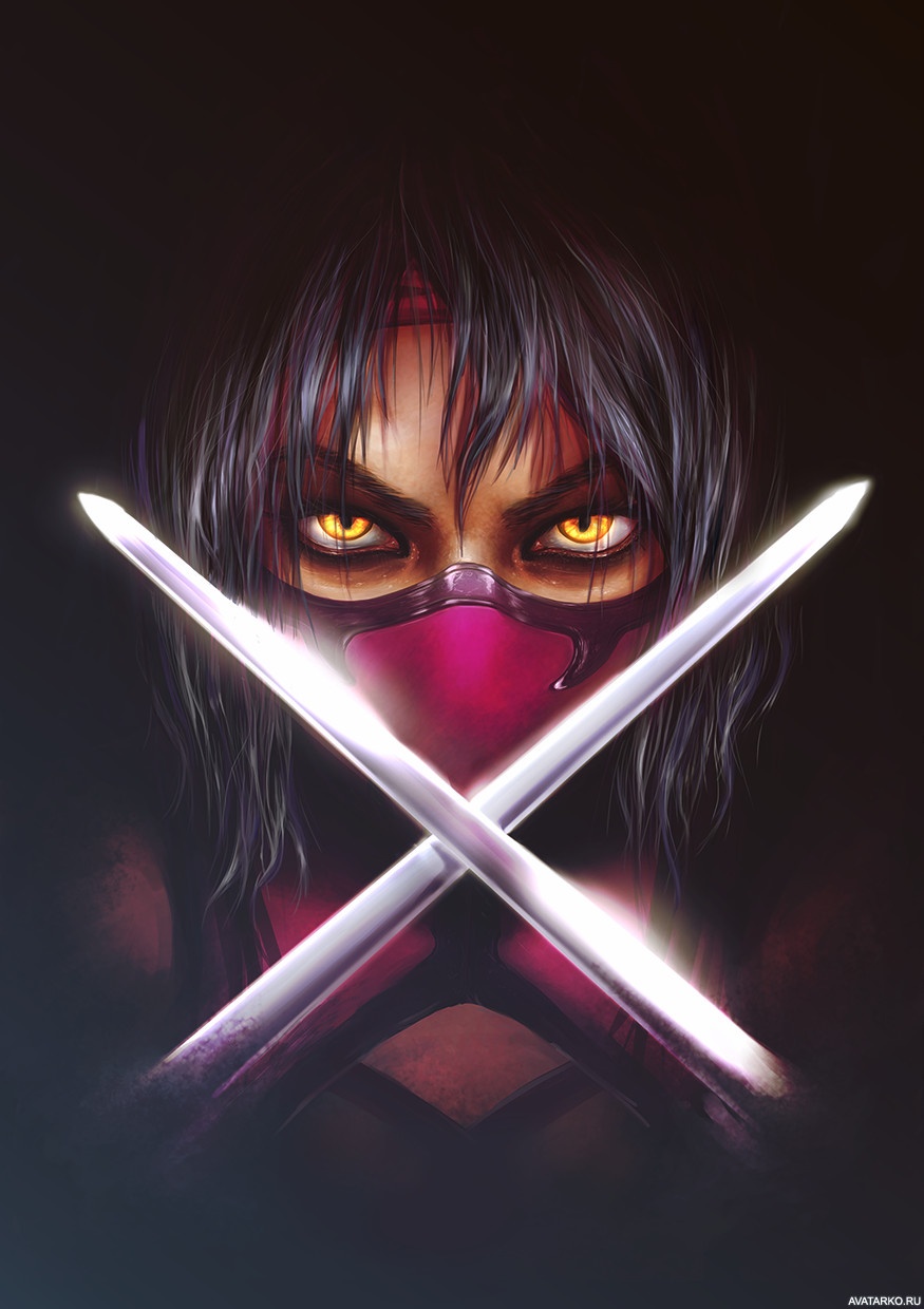 Картинка 875x1240 | Mileena со скрещёнными у лица саями в Mortal Kombat | Mortal Kombat, картинка на аву