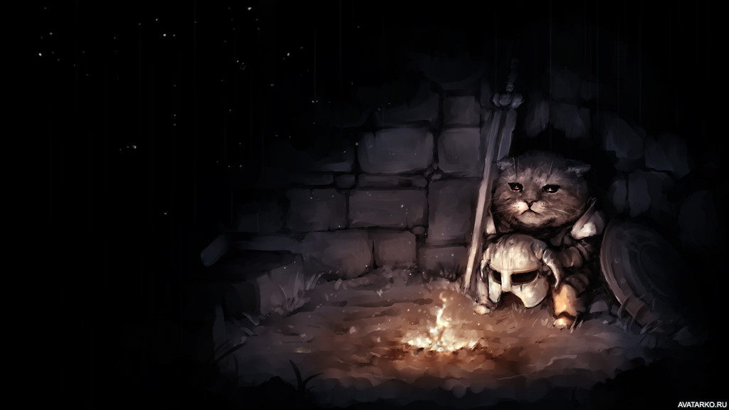 Картинка 1024x576 | Драконорожденный кот сидит у костра | Коты, The Elder Scrolls, Каджиты, Костер, картинка на аву