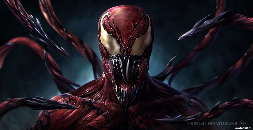 Картинка 1024x527 | Суперзлодей Carnage показывает длинные клыки для устрашения | Carnage,   картинка на аву