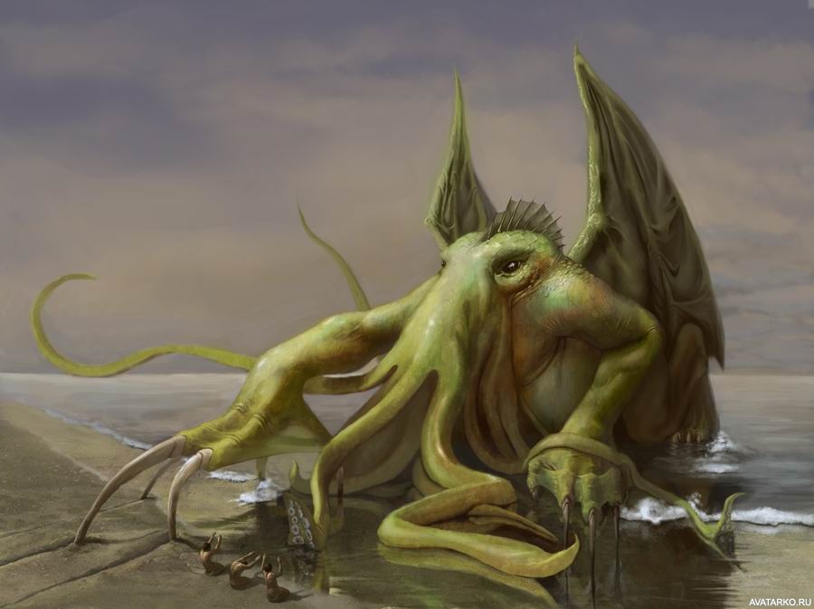 Картинка 900x673 | Ктулху выбирается на сушу | Фантастика, Ктулху, картинка на аву