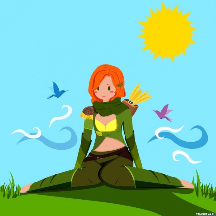 Картинка 700x700 | Windranger сидит на травке, наслаждаясь тёплым ветерком | Игры, Dota 2, Windranger, картинка на аву