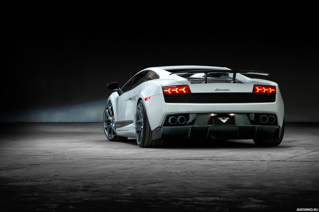 Фото 1024x681 | Белая Lamborghini Gallardo сзади | Авто, фотография
