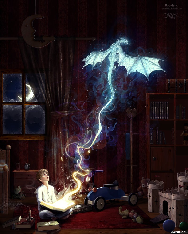 Картинка 800x993 | Волшебный дракон голубого цвета вылетает из книги | Фантастика, Драконы, картинка на аву