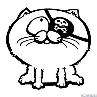 Картинка 400x400 | Рисунок кота с пиратской повязкой на глазу | Коты, картинка на аву